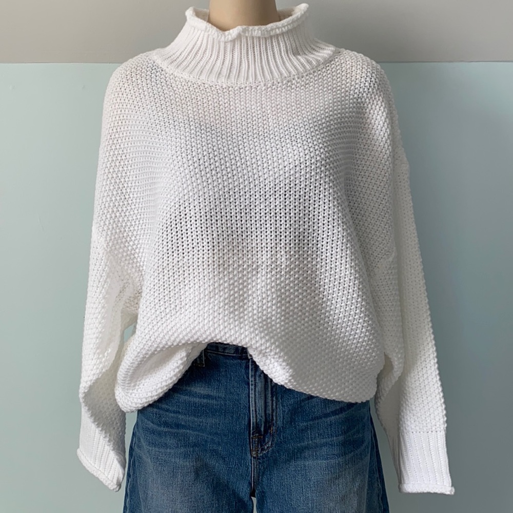 Miracle Clothing Cable Knit Mock Neck Sweater